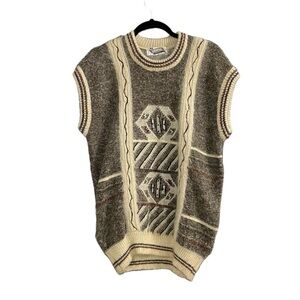 RD OSWAL COLLECTION Vintage Rythyem Knit Sleeveless Sweater Vest Cream 40